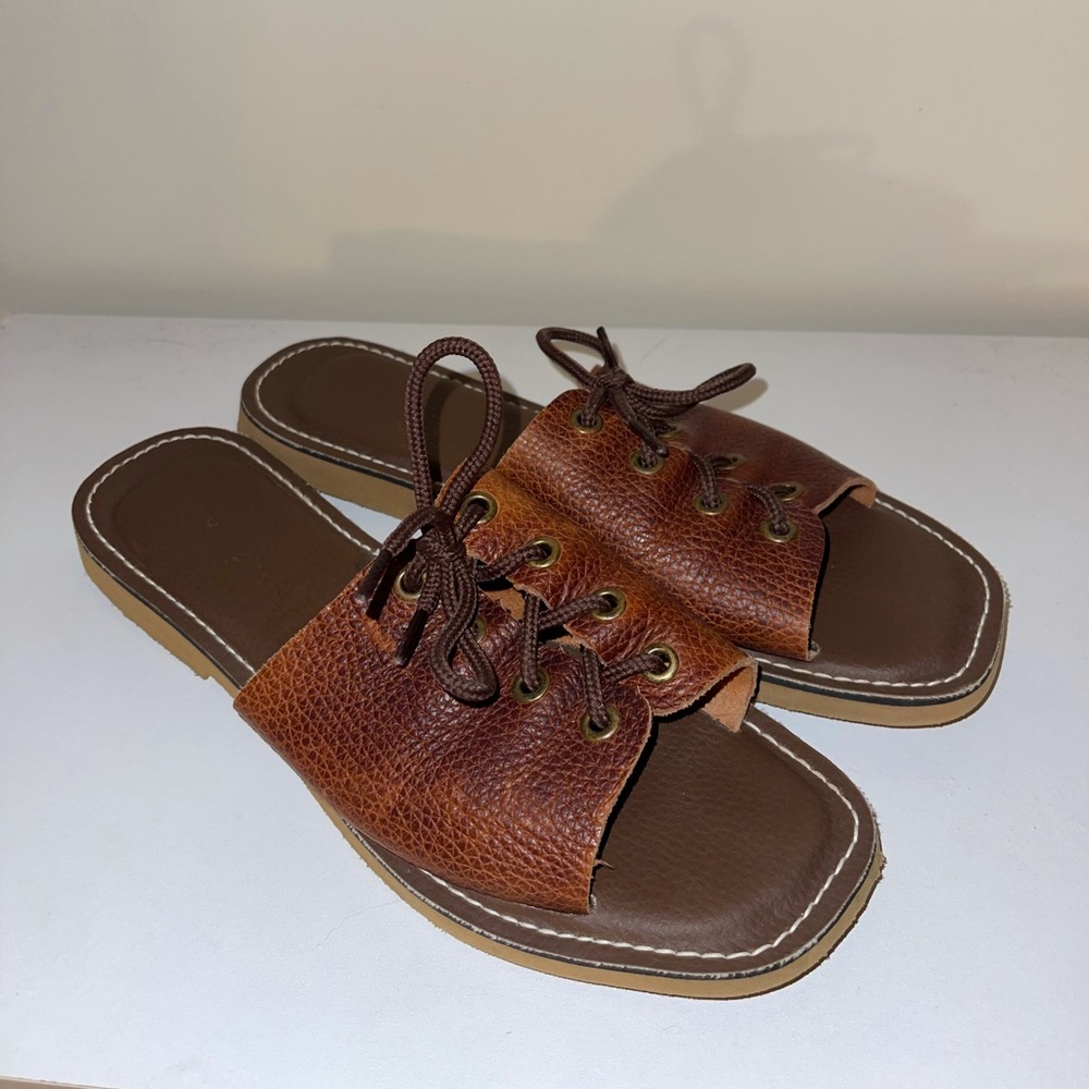 Handmade Cuban Brown Leather Sandals Size 7/7.5